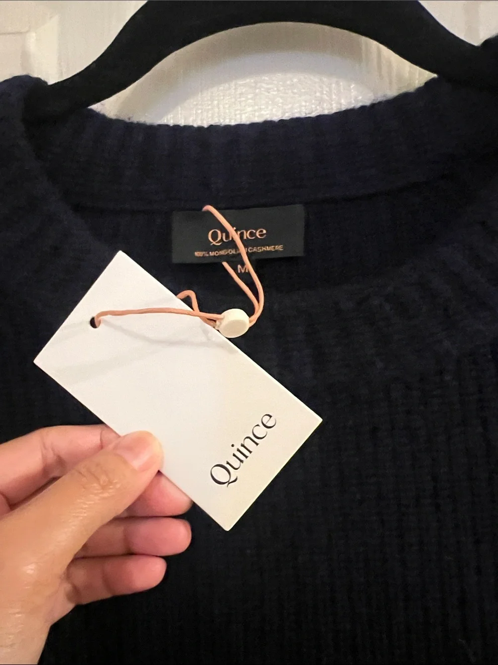 NWT Quince Mongolian Cashmere Fisherman Crewneck Sweater in Navy, sz Medium